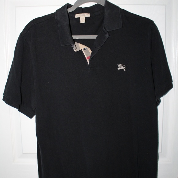 BLACK BURBERRY BRIT POLO SHIRT - Picture 1 of 2